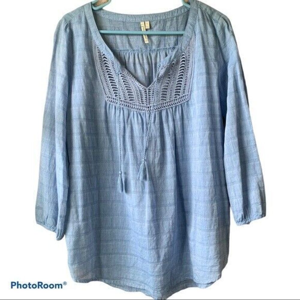 Grand & Greene Chambray Blue Tunic boho women Sz Small